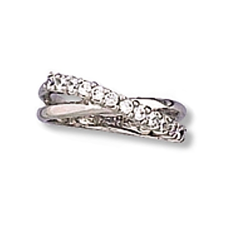 Cross-over Ring with Cubic Zirconias - Click Image to Close